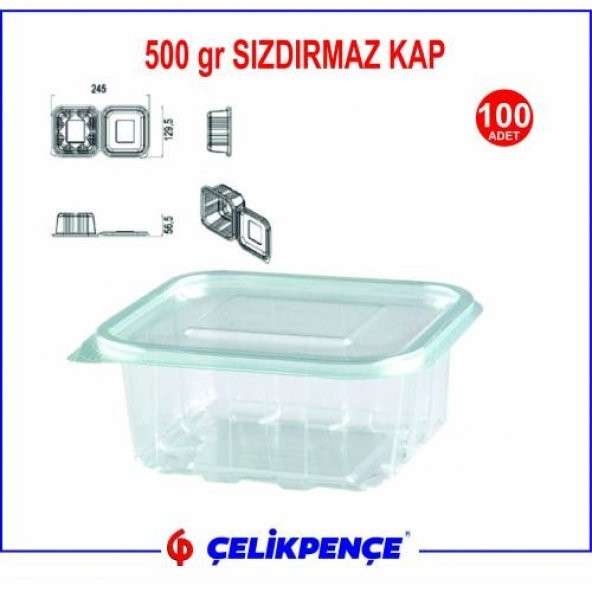 500 gr. Plastik Sızdırmaz Kap 100 Adet - Resim 2