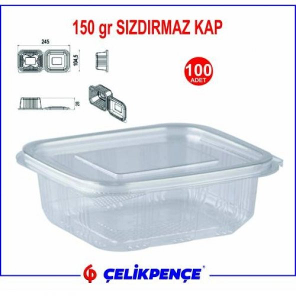 150 gr.  Plastik Sızdırmaz Kap 100 Adet - Resim 2