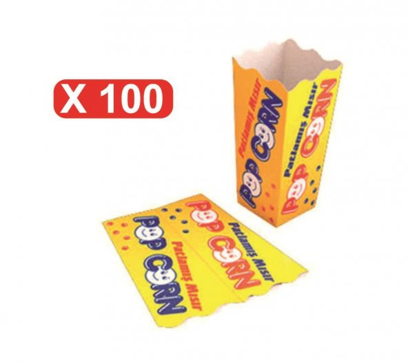Küçük Karton Pop Corn / Mısır Kutusu 100 Adet ürün görseli 1