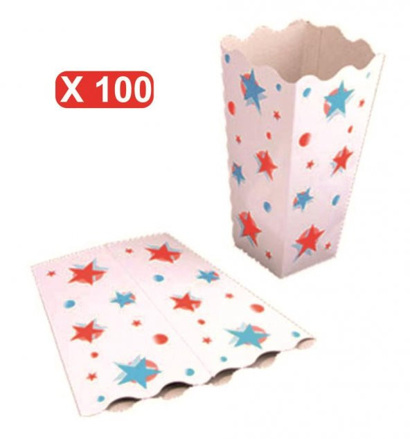Büyük Karton Pop Corn / Mısır Kutusu 100 Adet ürün görseli 1