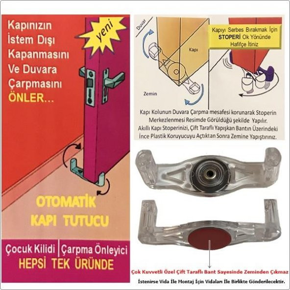 Akıllı Kapı Stoperi Tamponu Kapı Durdurucu Yapışkanlı 2 li Set - Resim 5