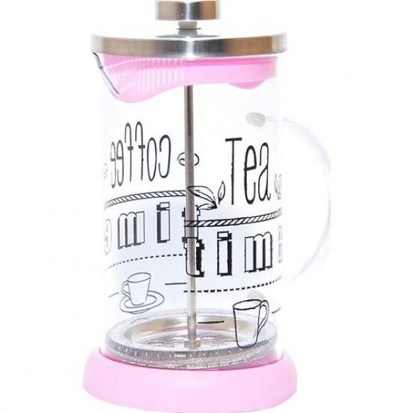 350 ml. French Press Bitki Çayı Demliği Pembe - Resim 2
