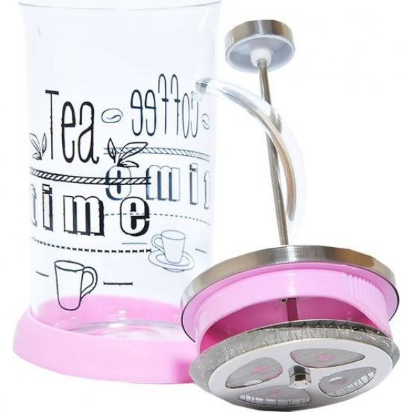 350 ml. French Press Bitki Çayı Demliği Pembe - Resim 3