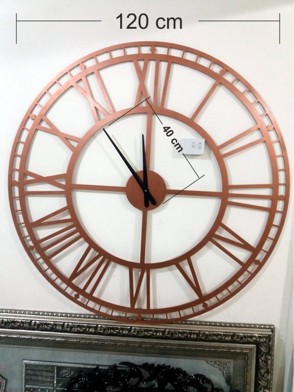 Bakır Büyük Dev Mdf Kadran 40 cm Akrep Yelkovan Duvar Saati ürün görseli 1
