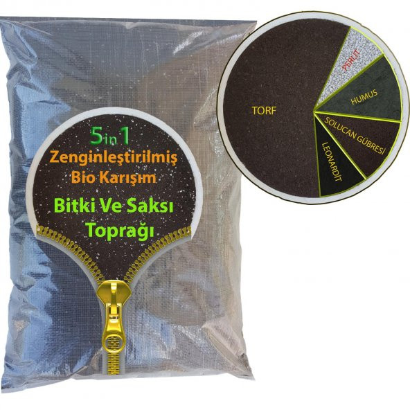 Bitbest 5in1 10lt Bitki Saksı Toprağı Solucan Gübresi torf humus perlit Leonardit ürün görseli 1