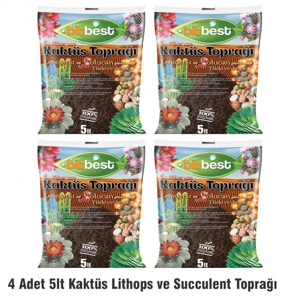 Bitbest bio Kaktüs Lithops Ve Succulent Toprağı 4 Adet 5lt ürün görseli 1