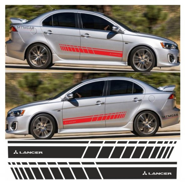 Mitsubishi Lancer Yan Şerit Oto Sticker - Resim 3