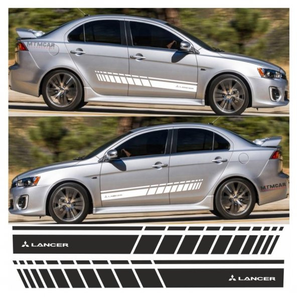 Mitsubishi Lancer Yan Şerit Oto Sticker - Resim 5