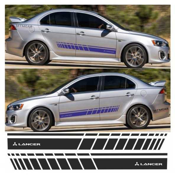 Mitsubishi Lancer Yan Şerit Oto Sticker - Resim 2