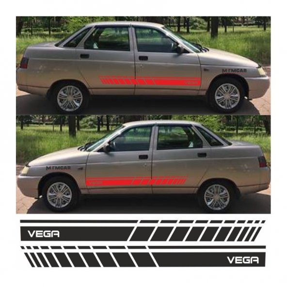 Lada Vega Yan Şerit Oto Sticker - Resim 3