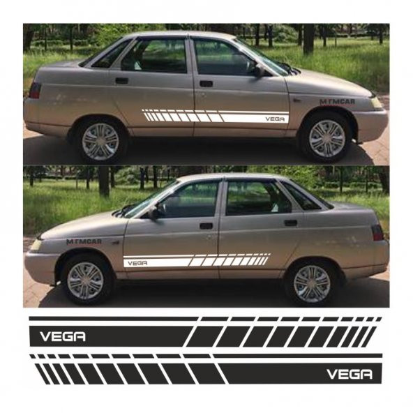 Lada Vega Yan Şerit Oto Sticker - Resim 5