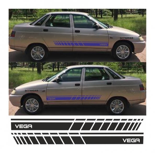 Lada Vega Yan Şerit Oto Sticker - Resim 2