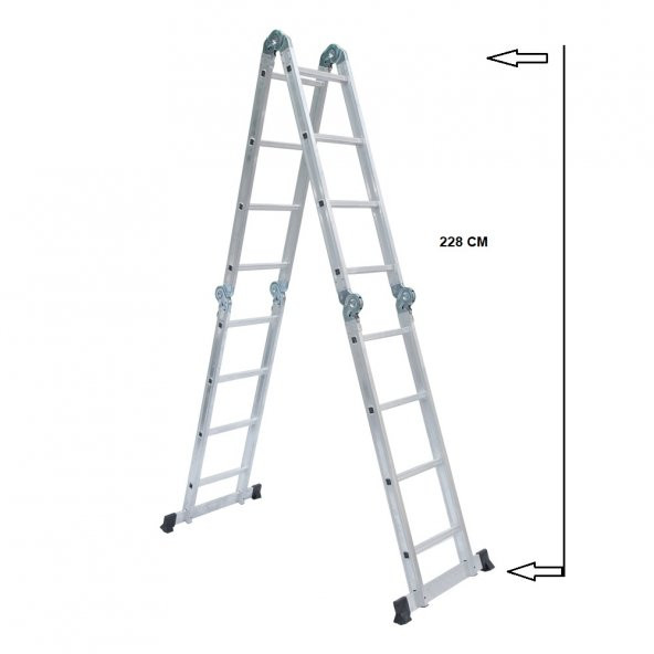 Beykon 16 Basamaklı 1.6 MM Kalınlık 4.70 M Çok Amaçlı Katlanır Merdiven - Resim 2