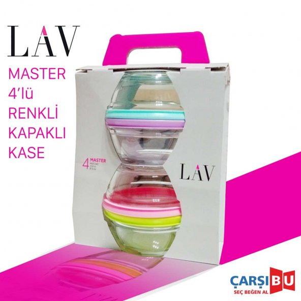 Lav Master MST243 4lü Renkli Kapaklı Cam Saklama Kabı Kase ürün görseli 1