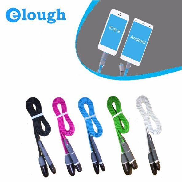 İPhone - Samsung Micro USB Şarj Kablosu Çift Başlı ürün görseli 1