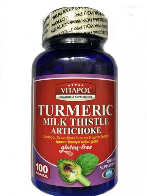 Vitapol Turmeric Milk Thistle Artichoke Gluten Free 100 Kapsul ürün görseli 1