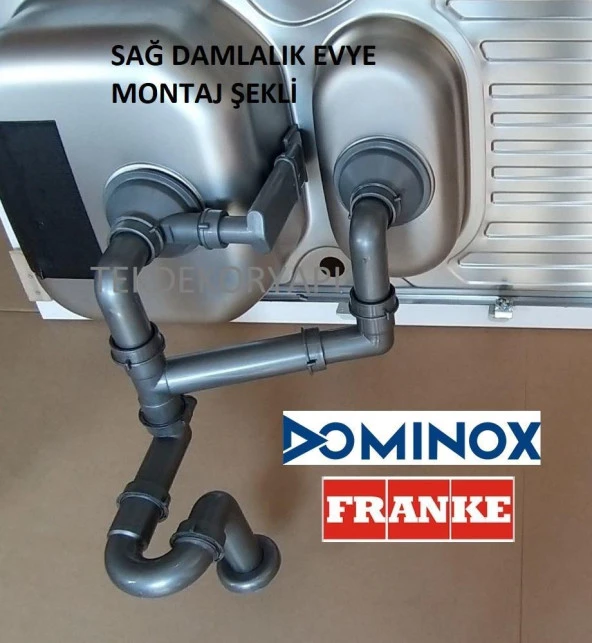 FRANKE EVYE SİFON TAKIMI 1,5 GÖZ KARE TAŞMALI ürün görseli 1