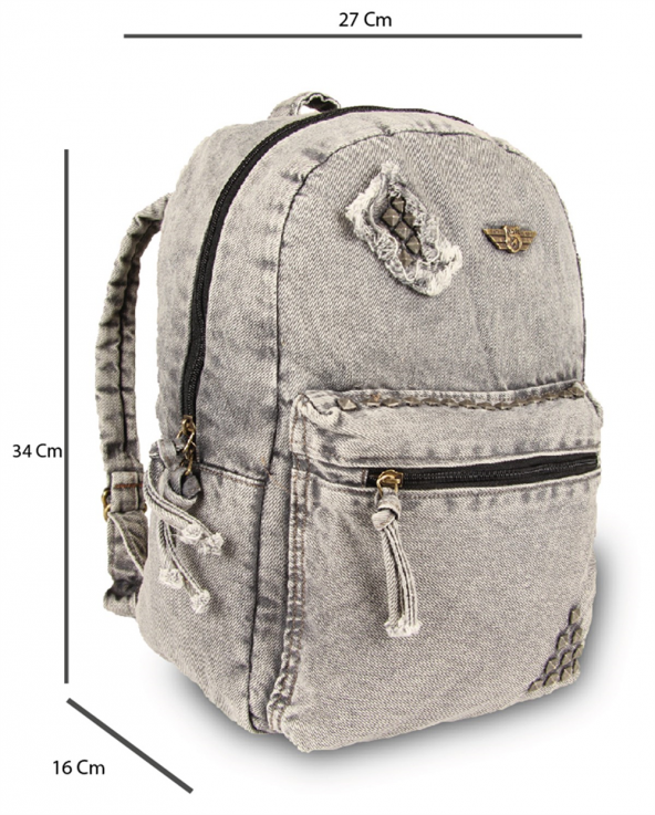 Alone Denim Kadın Sırt Çantası 5118 Sis Denim - Resim 6