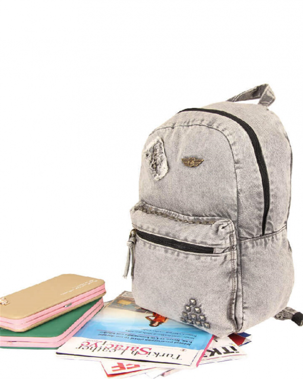 Alone Denim Kadın Sırt Çantası 5118 Sis Denim - Resim 8