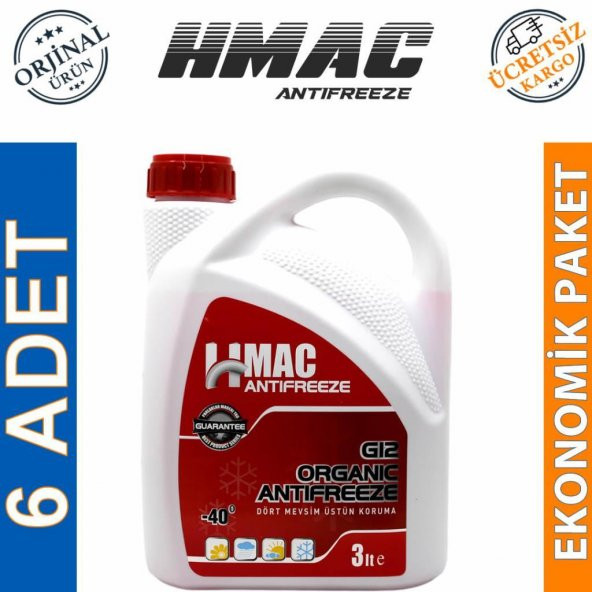 H-Mac Organik Kırmızı Antifriz -40 Derece 3 Lt (6 Adet) ürün görseli 1