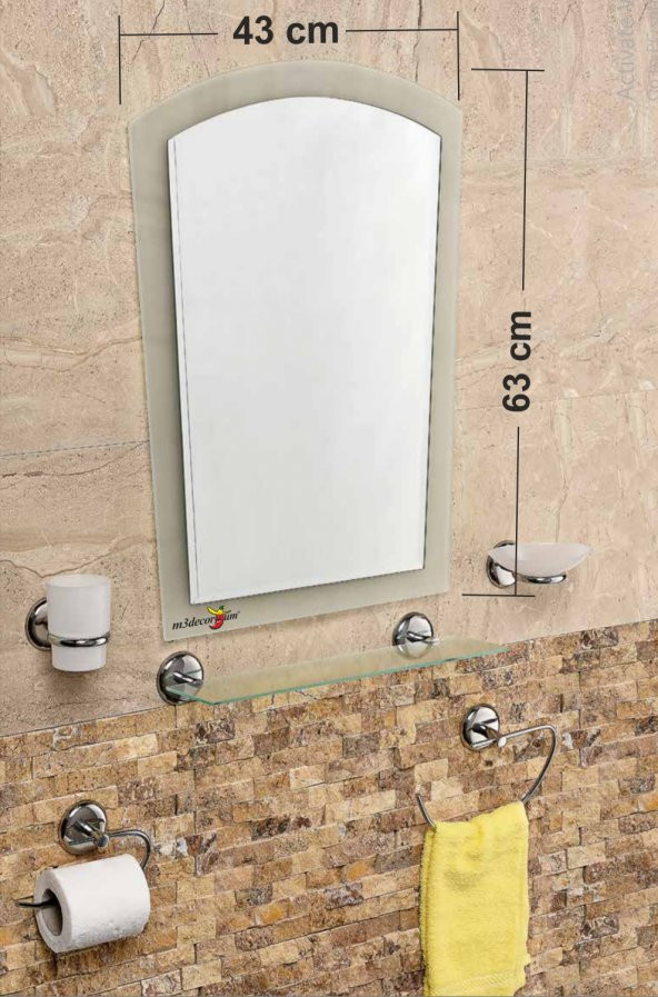 Çift Camlı 6 Parça Dev Büyük Banyo WC Kafe Cafe Tuvalet Ayna Seti ürün görseli 1