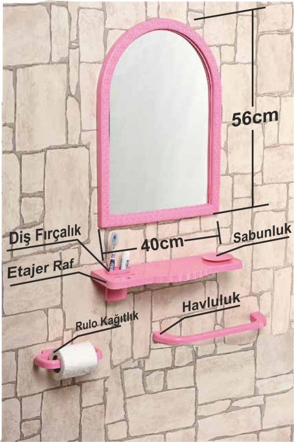 Çoklu 4 Parça 56x40cm Büyük Otel Banyo Cafe WC Tuvalet Ayna Seti ürün görseli 1