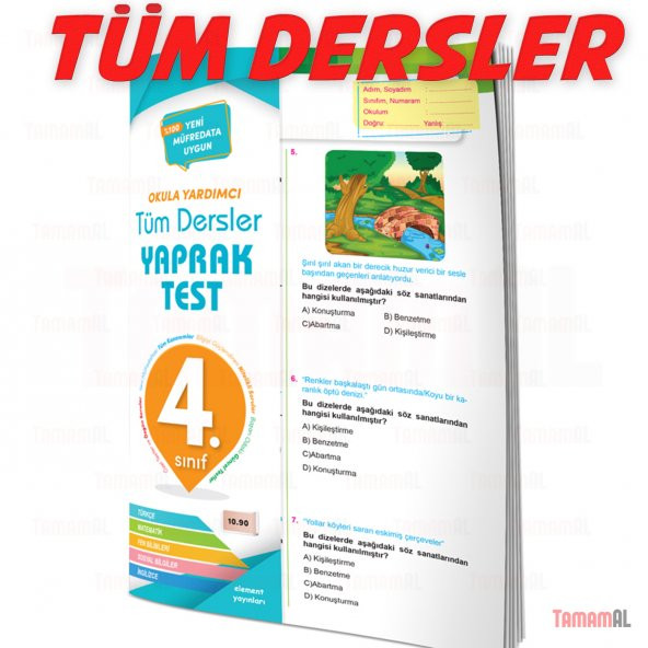 4.SINIF TÜM DERSLER SORU BANKASI + YAPRAK TEST SET ELEMENT ürün görseli 1