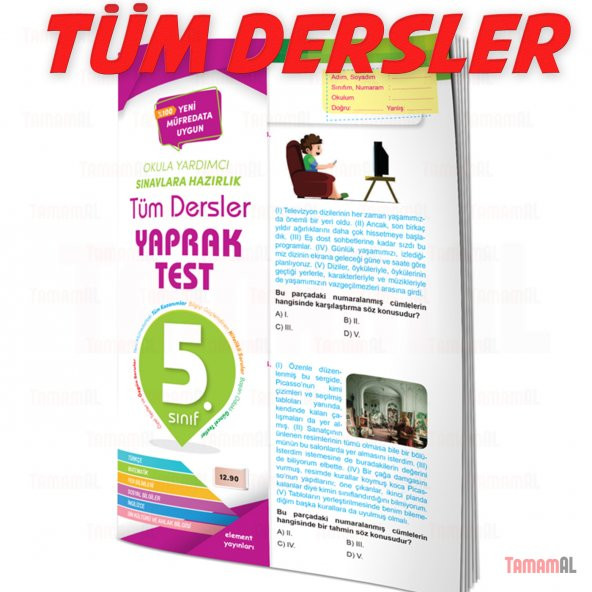 5.SINIF TÜM DERSLER SORU BANKASI + YAPRAK TEST SET ELEMENT ürün görseli 1