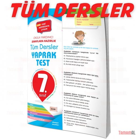 7.SINIF TÜM DERSLER SORU BANKASI + YAPRAK TEST SET ELEMENT ürün görseli 1