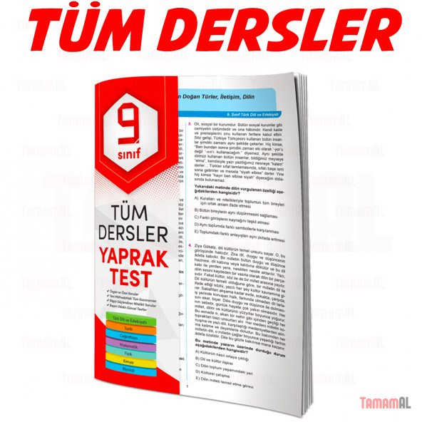 9.sınıf TÜM DERSLER YAPRAK TEST (SORU BANKASI) ELEMENT YAYINLARI ürün görseli 1