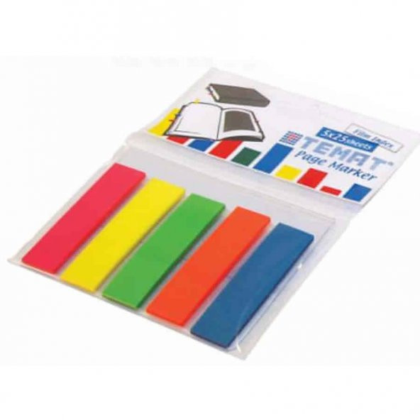 TEMAT P525 12X45 MM PAGE MARKER 5 RENK POŞETTE ürün görseli 1