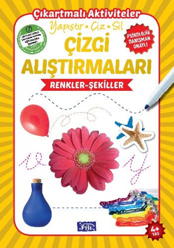 ÇIKARTMALI YAPIŞTIR ÇİZ SİL YAZBOZ ÇİZGİ ALIŞTIRMALARI (HAYVANLAR ürün görseli 1