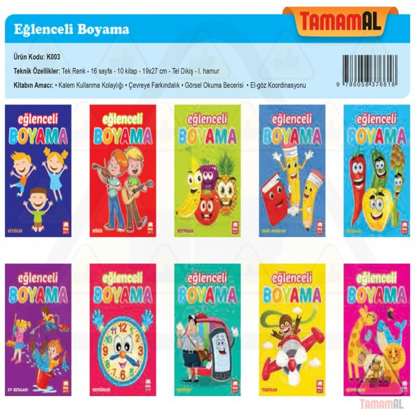 EĞLENCELİ BOYAMA 10 KİTAP OKUL ÖNCESİ ürün görseli 1