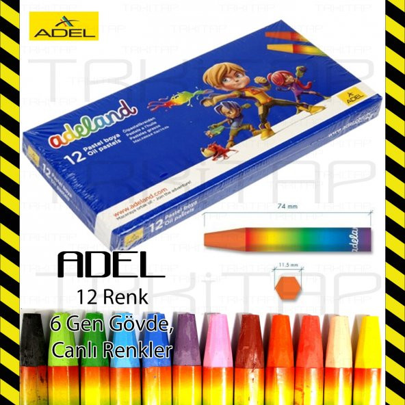 ADELAND 12 RENK PASTEL BOYA 12Lİ KÖŞELİ 8690826202492 ürün görseli 1