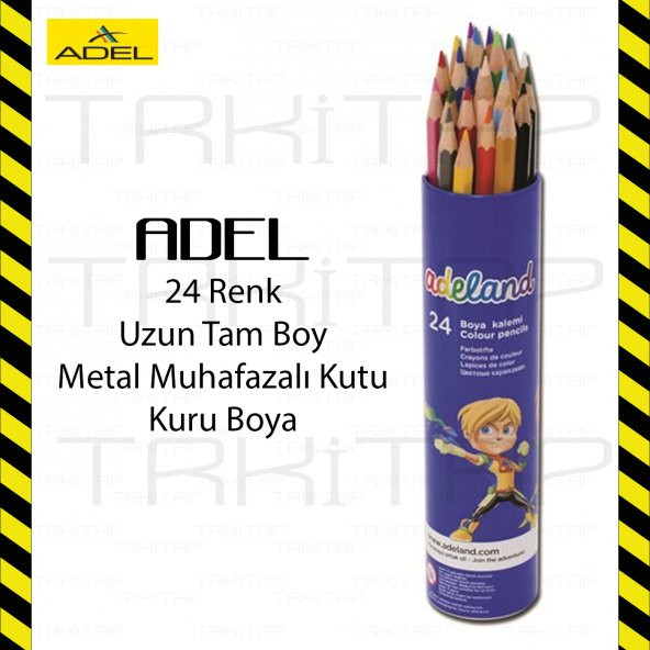ADELAND 24 RENK TAM BOY UZUN KURU BOYA 24 LÜ METAL TÜP MUHAFAZALI ürün görseli 1