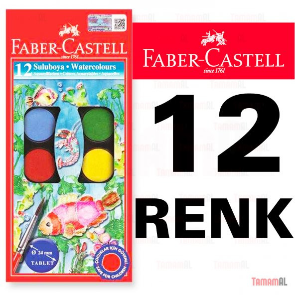 FABER CASTELL 12 Lİ SULU BOYA 24MM 8690826125401 ürün görseli 1