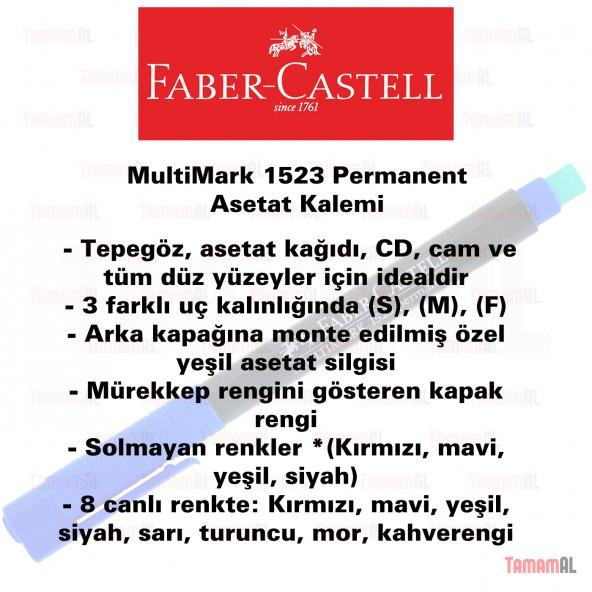 FABER CASTELL CD PERMANENT ASETAT KALEMİ M KALIN 2 adet - Resim 2