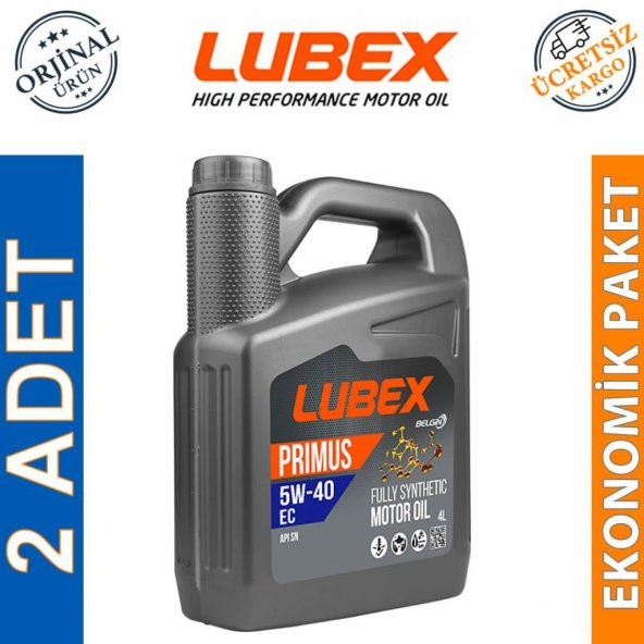 Lubex Primus EC 5W-40 4 Lt Tam Sentetik Motor Yağı (2 Adet) ürün görseli 1