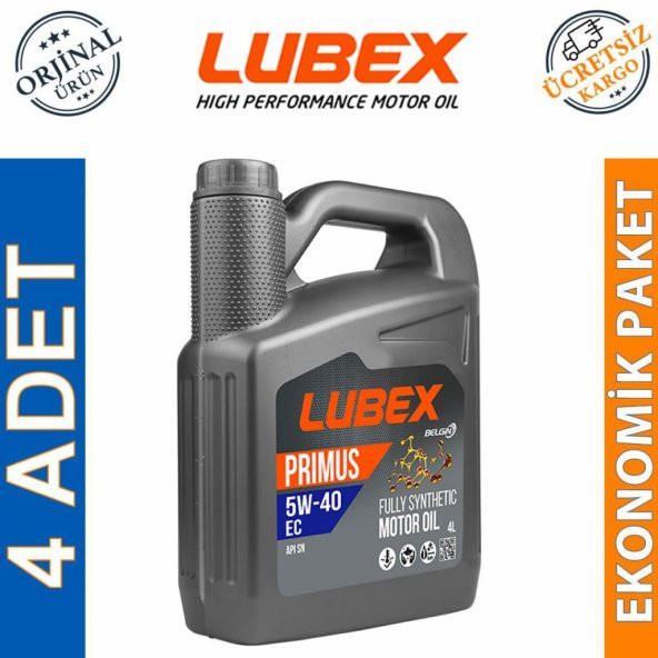 Lubex Primus EC 5W-40 4 Lt Tam Sentetik Motor Yağı (4 Adet) ürün görseli 1