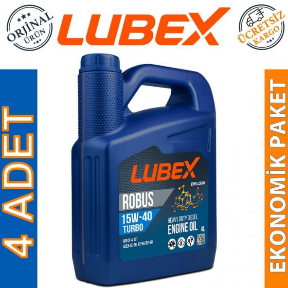 Lubex Robus Turbo 15W-40 4 Lt Dizel Mineral Motor Yağı (4 Adet) ürün görseli 1