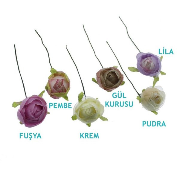 6 Adet 5cm Kumaş Tomurcuk Gül - Resim 2