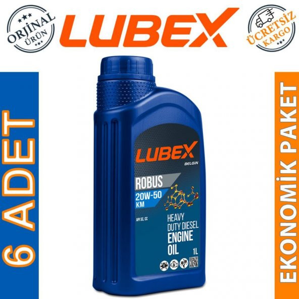 Lubex Robus KM 20W-50 1 Lt Mineral Motor Yağı (6 Adet) ürün görseli 1