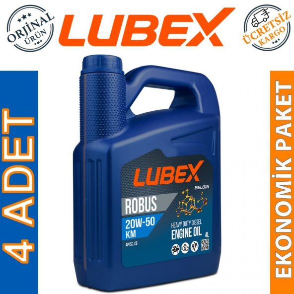 Lubex Robus KM 20W-50 4 Lt Mineral Motor Yağı (4 Adet) ürün görseli 1