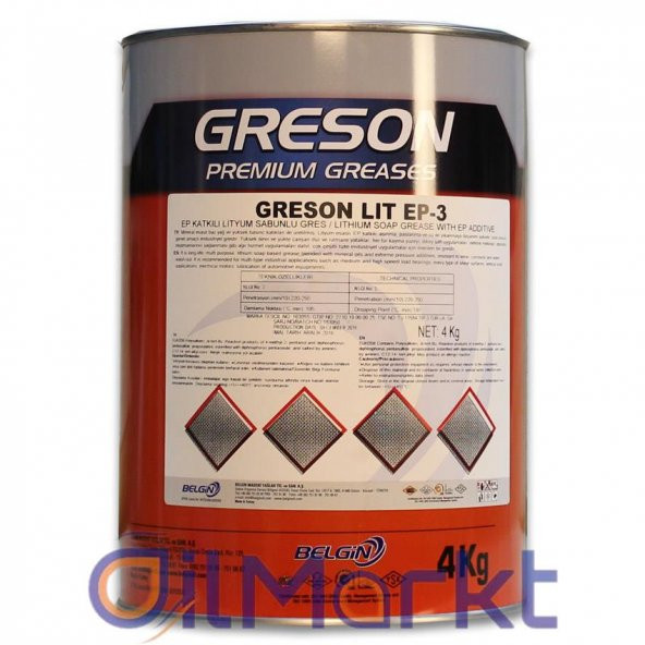 Belgin Greson LIT EP 3 4 Kg Lityum Sabunlu Endüstriyel Gres ürün görseli 1