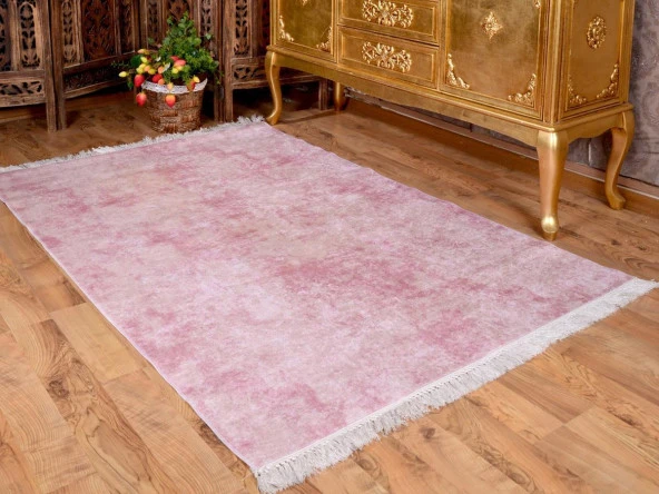 Kaymaz Taban Dijital Baskı Kadife Halı Duru Pudra 150x220 Cm ürün görseli 1