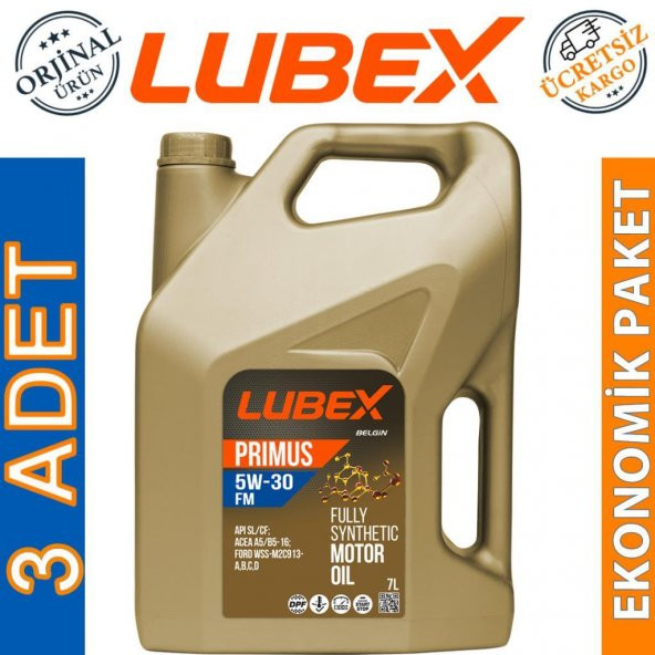 Lubex Primus FM 5W-30 7 Lt Tam Sentetik Motor Yağı (3 Adet) ürün görseli 1