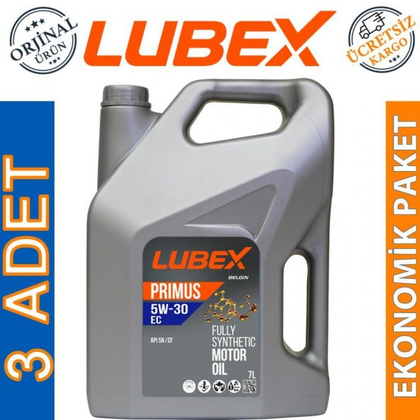 Lubex Primus EC 5W-30 7 Lt Tam Sentetik Motor Yağı (3 Adet) ürün görseli 1