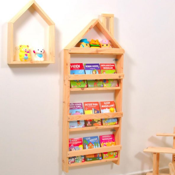 Çocuk Odası Eğitici Montessori Mobilya Kitaplık Raf Duvar Rafı 4 Lü ürün görseli 1