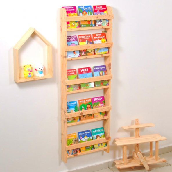 Çocuk Odası Eğitici Montessori Mobilya Kitaplık Raf Duvar Rafı 5 li ürün görseli 1