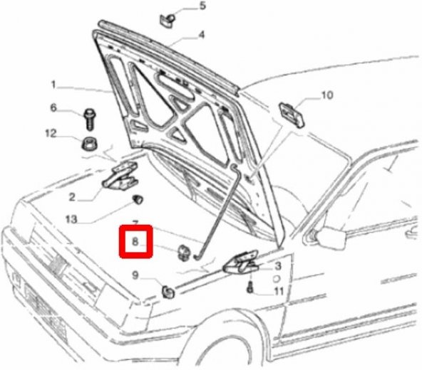 PTTAVM: FIAT BRAVA Kaput Dayama Çubuğu 1998 - 2002 (7622907)